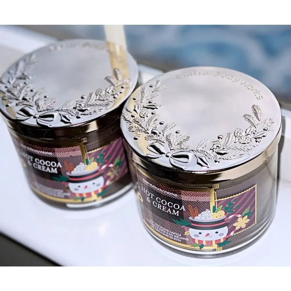 Lot of 2 Bath & Body Works Hot Cocoa & Cream Large 3-Wick Candle 14.5oz